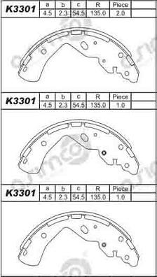 Asimco K3301 - Jeu de mâchoires de frein cwaw.fr