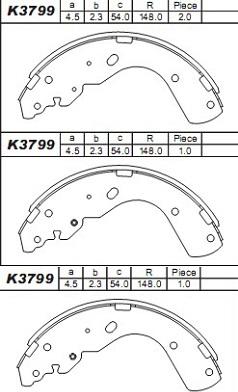 Asimco K3799 - Jeu de mâchoires de frein cwaw.fr