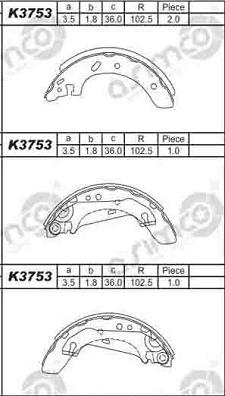 Asimco K3753 - Jeu de mâchoires de frein cwaw.fr