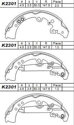 Asimco K2301 - Jeu de mâchoires de frein cwaw.fr