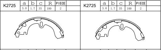 Asimco K2725 - Jeu de mâchoires de frein cwaw.fr