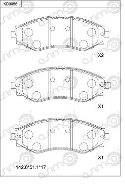 Asimco KD9055 - Kit de plaquettes de frein, frein à disque cwaw.fr