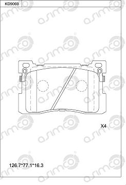 Asimco KD9069 - Kit de plaquettes de frein, frein à disque cwaw.fr