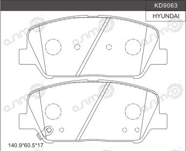 Asimco KD9063 - Kit de plaquettes de frein, frein à disque cwaw.fr