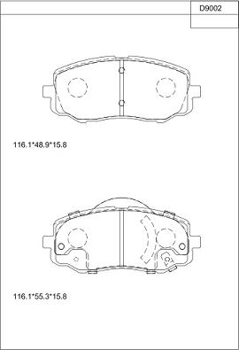 Asimco KD9002 - Kit de plaquettes de frein, frein à disque cwaw.fr