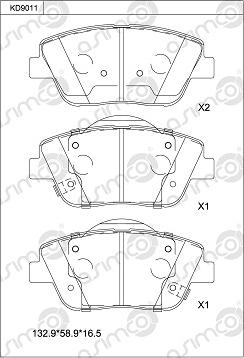 Asimco KD9011 - Kit de plaquettes de frein, frein à disque cwaw.fr