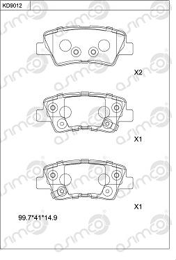 Asimco KD9012 - Kit de plaquettes de frein, frein à disque cwaw.fr