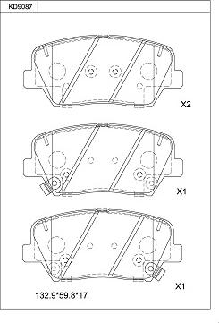 Asimco KD9087 - Kit de plaquettes de frein, frein à disque cwaw.fr