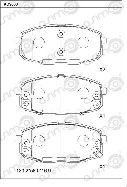 Asimco KD9030 - Kit de plaquettes de frein, frein à disque cwaw.fr