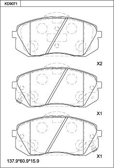 Asimco KD9071 - Kit de plaquettes de frein, frein à disque cwaw.fr