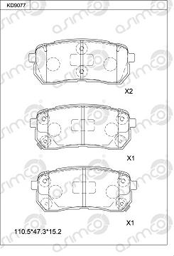 Asimco KD9077 - Kit de plaquettes de frein, frein à disque cwaw.fr