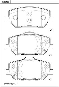 Asimco KD9102 - Kit de plaquettes de frein, frein à disque cwaw.fr