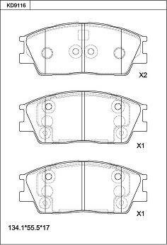 Asimco KD9116 - Kit de plaquettes de frein, frein à disque cwaw.fr