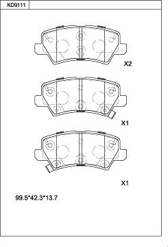 Asimco KD9111 - Kit de plaquettes de frein, frein à disque cwaw.fr