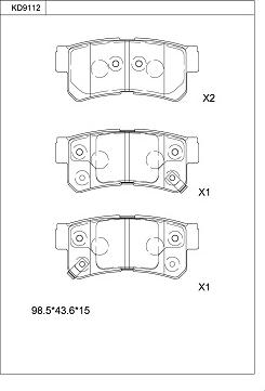 Asimco KD9112 - Kit de plaquettes de frein, frein à disque cwaw.fr