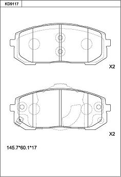 Asimco KD9117 - Kit de plaquettes de frein, frein à disque cwaw.fr