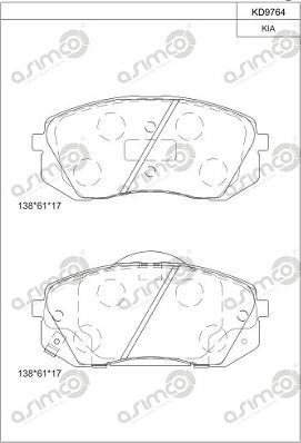 Asimco KD9764 - Kit de plaquettes de frein, frein à disque cwaw.fr