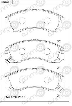 Asimco KD4008 - Kit de plaquettes de frein, frein à disque cwaw.fr