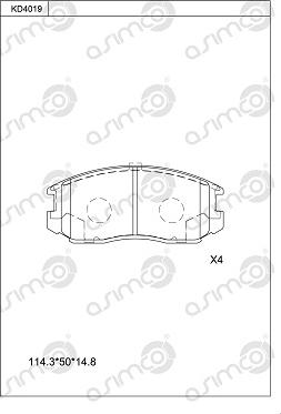 Asimco KD4019 - Kit de plaquettes de frein, frein à disque cwaw.fr