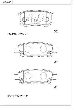 Asimco KD4030 - Kit de plaquettes de frein, frein à disque cwaw.fr