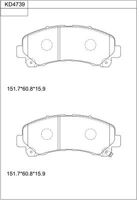 Asimco KD4739 - Kit de plaquettes de frein, frein à disque cwaw.fr