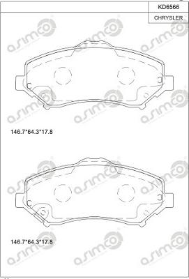 Asimco KD6566 - Kit de plaquettes de frein, frein à disque cwaw.fr