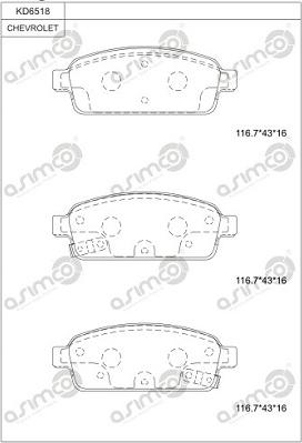 Asimco KD6518 - Kit de plaquettes de frein, frein à disque cwaw.fr