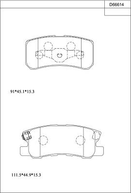 Asimco KD66614 - Kit de plaquettes de frein, frein à disque cwaw.fr