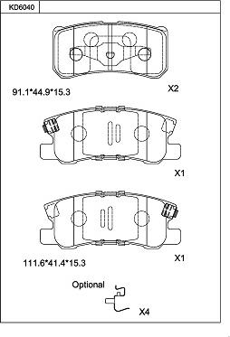 Asimco KD6040 - Kit de plaquettes de frein, frein à disque cwaw.fr