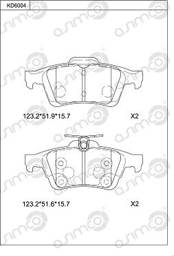 Asimco KD6004 - Kit de plaquettes de frein, frein à disque cwaw.fr