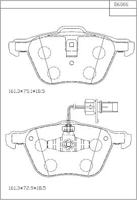 Asimco KD6006 - Kit de plaquettes de frein, frein à disque cwaw.fr