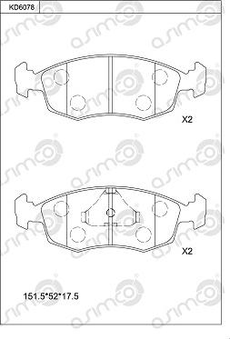 Asimco KD6078 - Kit de plaquettes de frein, frein à disque cwaw.fr