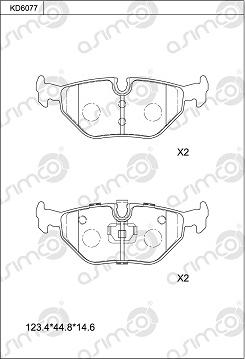 Asimco KD6077 - Kit de plaquettes de frein, frein à disque cwaw.fr