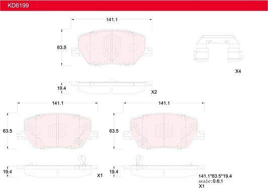 Asimco KD6199 - Kit de plaquettes de frein, frein à disque cwaw.fr