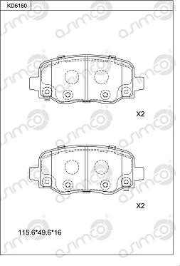 Asimco KD6160 - Kit de plaquettes de frein, frein à disque cwaw.fr