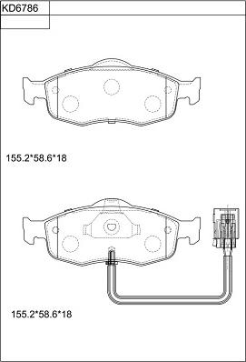 Asimco KD6786 - Kit de plaquettes de frein, frein à disque cwaw.fr