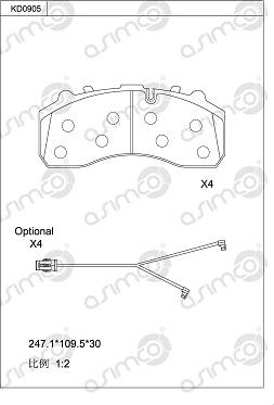 Asimco KD0905 - Kit de plaquettes de frein, frein à disque cwaw.fr