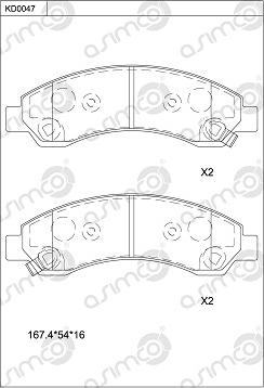 Asimco KD0047 - Kit de plaquettes de frein, frein à disque cwaw.fr