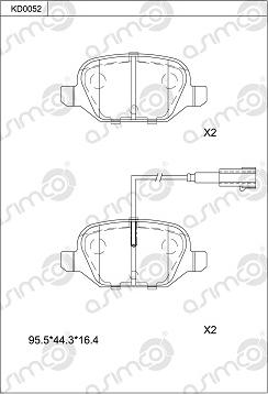 Asimco KD0052 - Kit de plaquettes de frein, frein à disque cwaw.fr