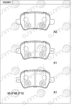 Asimco KD0067 - Kit de plaquettes de frein, frein à disque cwaw.fr