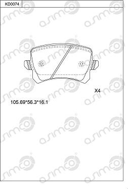 Asimco KD0074 - Kit de plaquettes de frein, frein à disque cwaw.fr