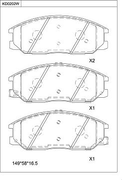 Asimco KD0202W - Kit de plaquettes de frein, frein à disque cwaw.fr