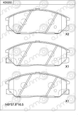 Asimco KD0202 - Kit de plaquettes de frein, frein à disque cwaw.fr