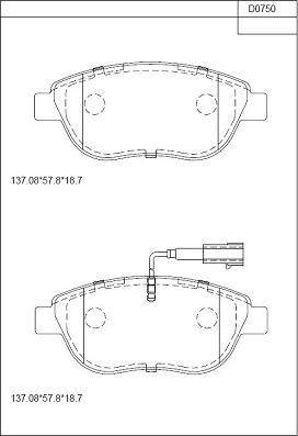 Asimco KD0750 - Kit de plaquettes de frein, frein à disque cwaw.fr