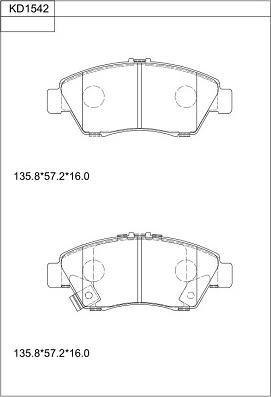 Asimco KD1542 - Kit de plaquettes de frein, frein à disque cwaw.fr