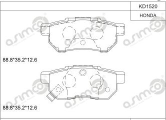 Asimco KD1520 - Kit de plaquettes de frein, frein à disque cwaw.fr