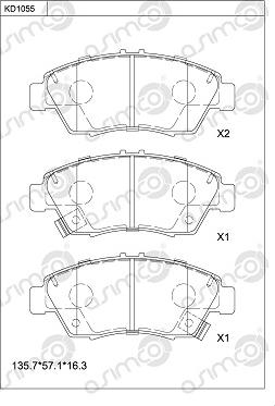 Asimco KD1055 - Kit de plaquettes de frein, frein à disque cwaw.fr