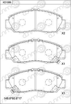 Asimco KD1089 - Kit de plaquettes de frein, frein à disque cwaw.fr