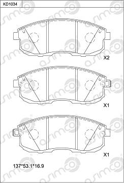 Asimco KD1034 - Kit de plaquettes de frein, frein à disque cwaw.fr