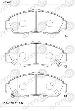 Asimco KD1036 - Kit de plaquettes de frein, frein à disque cwaw.fr